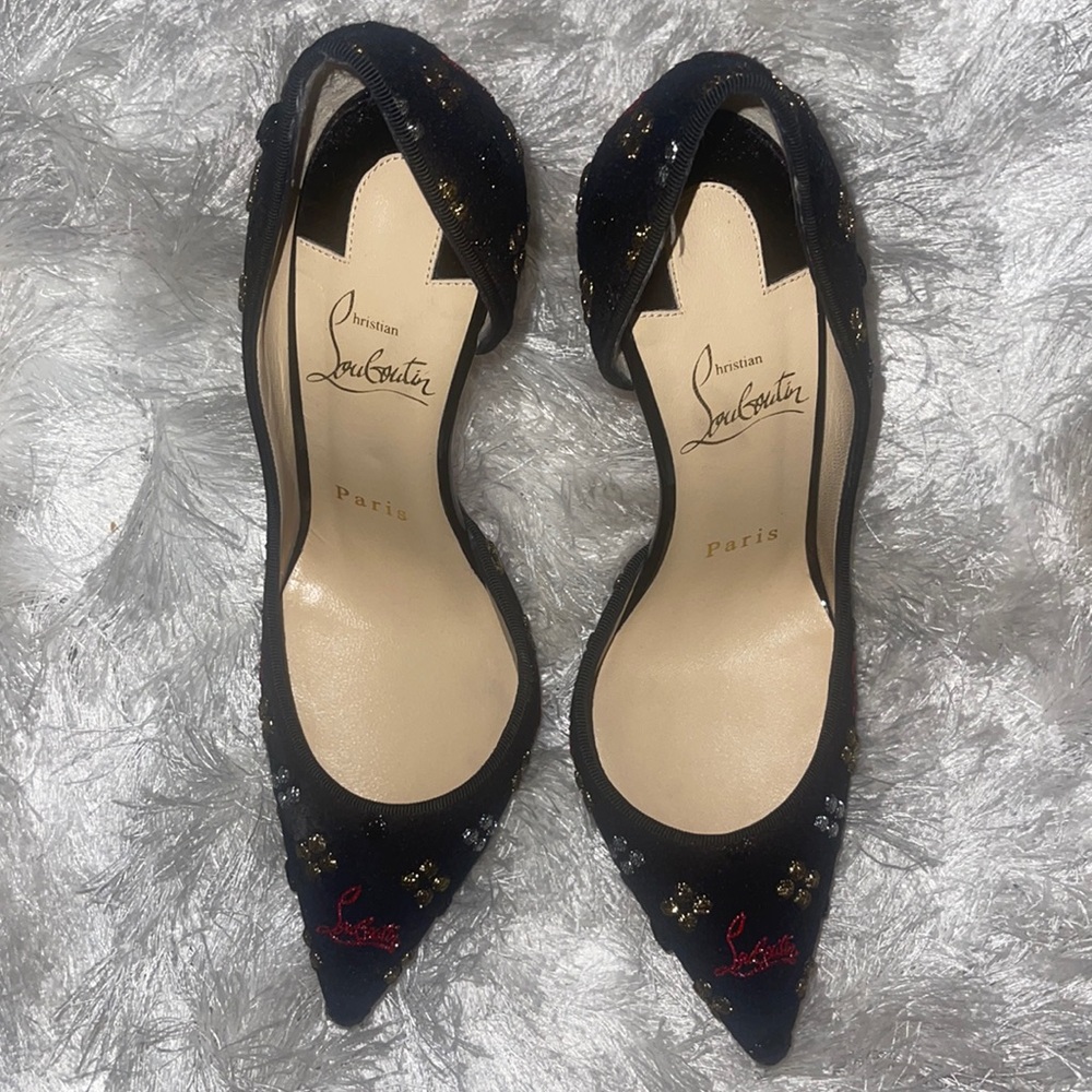 Authentic" Louboutin Iriza half d'Orsay pumps